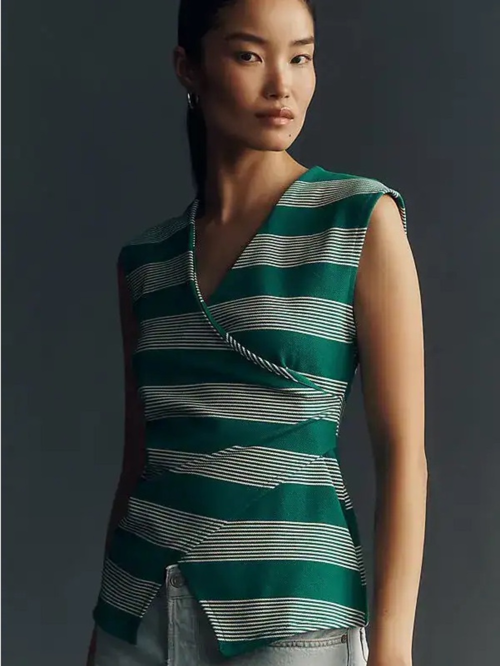 Sleeveless v neck Wrap-Style Top